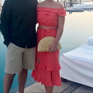 Orange ruffle 2 piece set